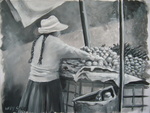 Stem op het werk Fruitkraam in Cusco, Peru
