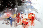 expressionistische stillevens in aquarel