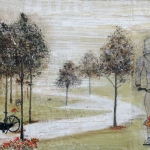 textiel schilderij 'bloemetjes plukken textiel schilderij 'bloemetjes plukken