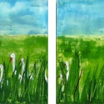 Acryl schilderij `4-luik gansjes' Acryl schilderij `4-luik gansjes'