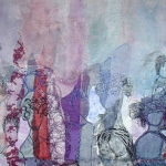 textiel schilderij 'wachten op.....' textiel schilderij 'wachten op.....'