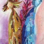 textiel schilderij 'uit elkaar` textiel schilderij 'uit elkaar`