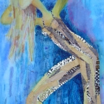 textiel schilderij 'golden girl` textiel schilderij 'golden girl`