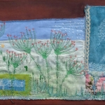 textiel schilderij: 'Bloementuintje' textiel schilderij: 'Bloementuintje'