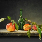 Stilleven met appeltak en fles Stilleven met appeltak en fles