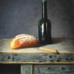 Stilleven met brood en fles Stilleven met brood en fles