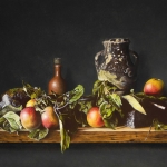 Stilleven met appels bemoste stenen en kruik Stilleven met appels bemoste stenen en kruik