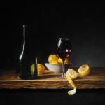 Stilleven met wijnglas en fles Stilleven met wijnglas en fles