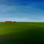 Red roofs, blue sky, green fields. Red roofs, blue sky, green fields.