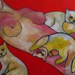 Vrouw met 3 katten Vrouw met 3 katten