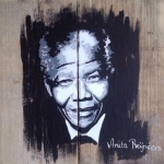 Portret Nelson Mandela steigerhout Portret Nelson Mandela steigerhout