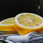 Detail 1 van witte wijn en citroenen