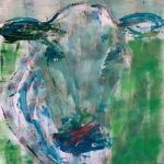 Koe in blauw en groen Koe in blauw en groen