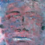 Transparant face in blue and red Transparant face in blue and red