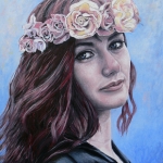 Portret met bloemenkrans Portret met bloemenkrans