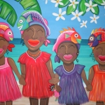 Antilliaanse kinderen aan het strand Antilliaanse kinderen aan het strand