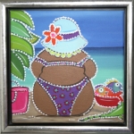 Dikke dame op het strand Dikke dame op het strand