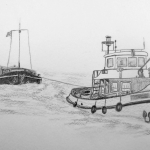 Sleepboot met sleepschip Sleepboot met sleepschip