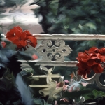 Balkonhek met geraniums