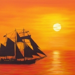 ZEILBOOT BIJ ZONSONDERGANG