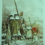 Besneeuwde dorpsingang. Besneeuwde dorpsingang.