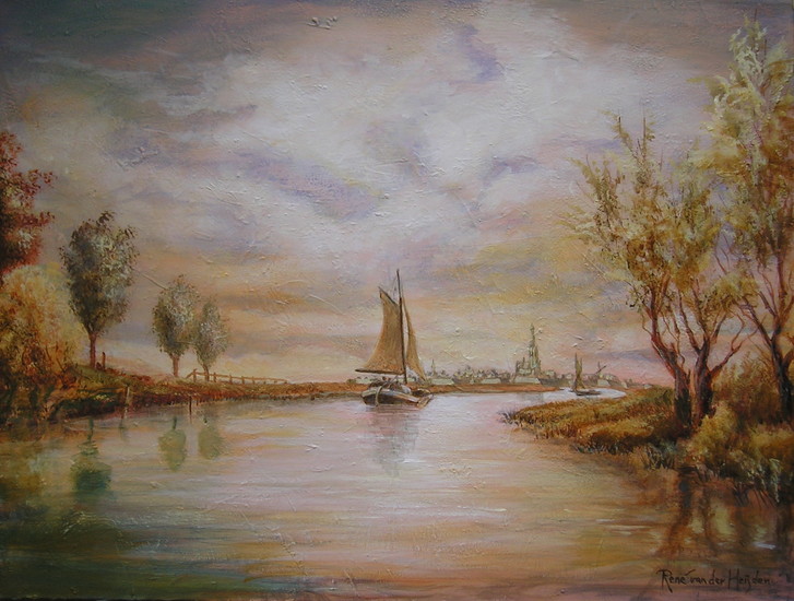 Rivier met vestingstad