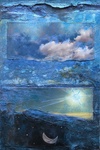 de zeven scheppingsdagen verbeeld, n.a.v. Genesis 1. Mixed media. Orgineel kunstwerk 210 x 17 cm (2001).